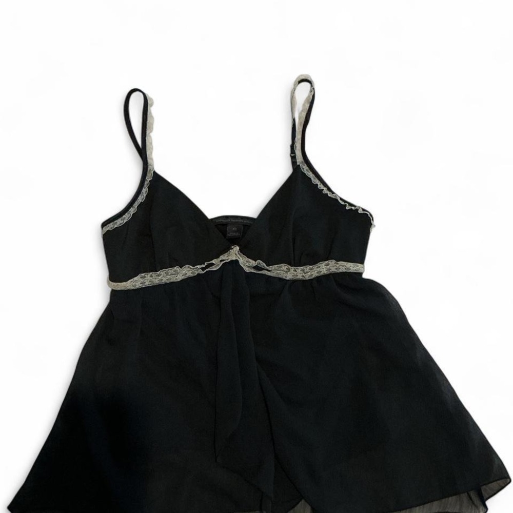 Express Design Studio Babydoll Camisole Women XS Black Excellent Lace Trim Sheer